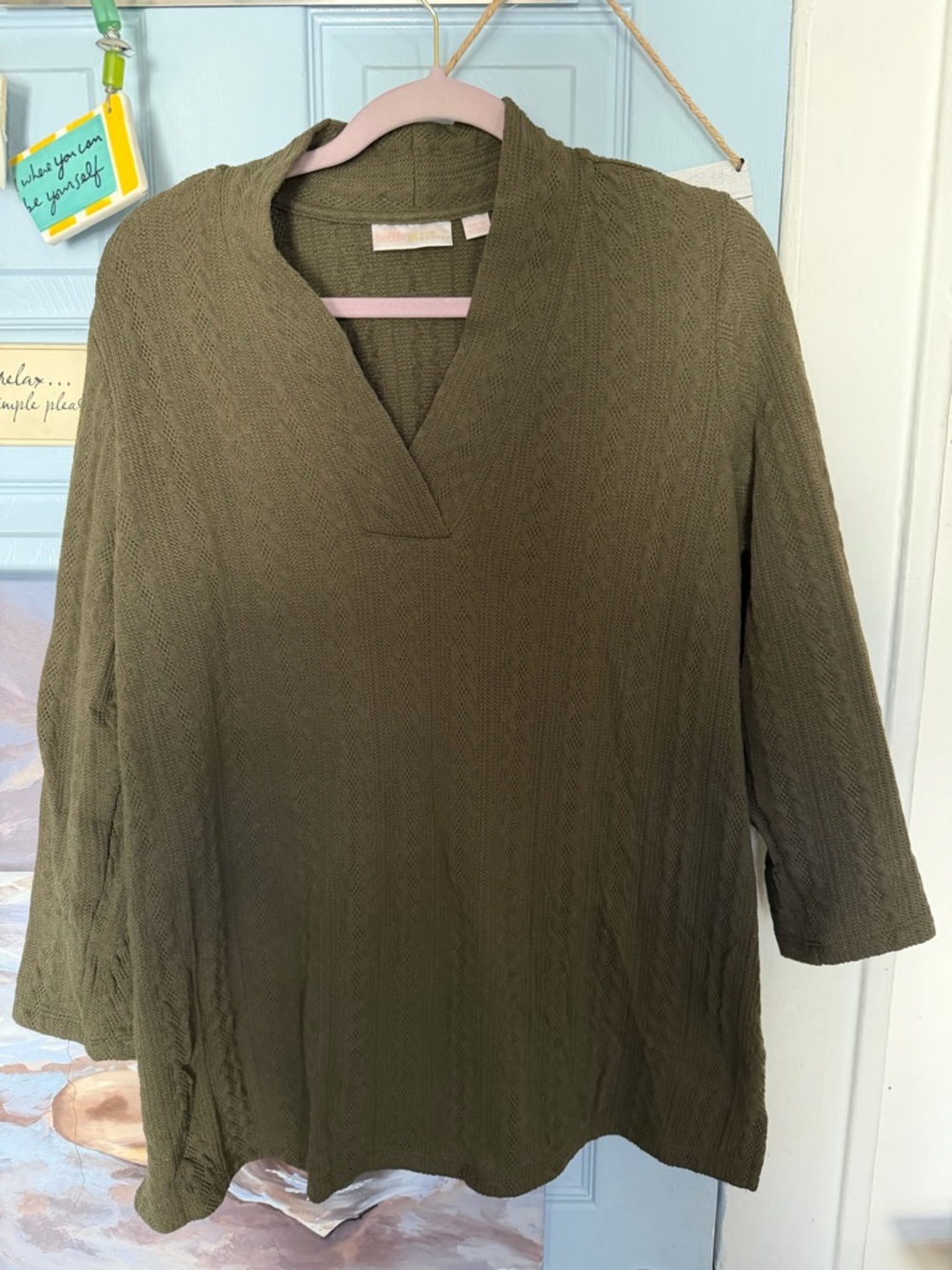 Elle Olive V‑Neck Knit Tunic